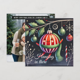 Tarjeta Festiva Colgando ahí Ornamento de rayas de árbol