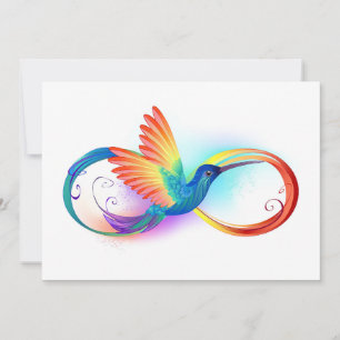 Tarjeta Festiva Colibrí arcoiris con símbolo Infinity