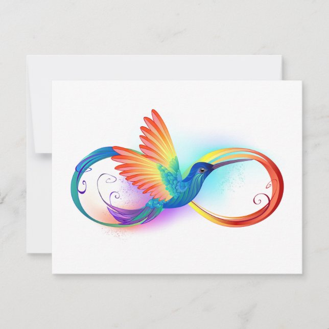 Tarjeta Festiva Colibrí arcoiris con símbolo Infinity (Anverso)
