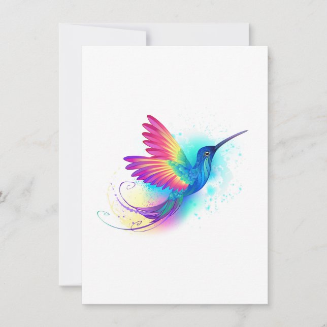 Tarjeta Festiva Colibrí arcoiris exótica (Anverso)