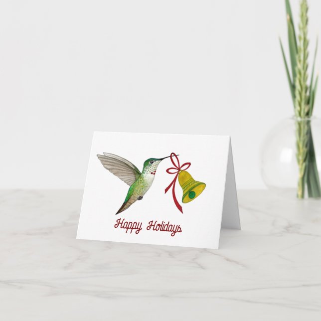 Tarjeta Festiva Colibrí con Bell (Anverso)