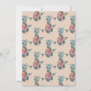 Tarjeta Festiva Colibrí floral Crema de piñas tropicales