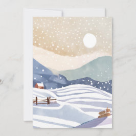 Tarjeta Festiva Colinas de invierno en acuarela pastel