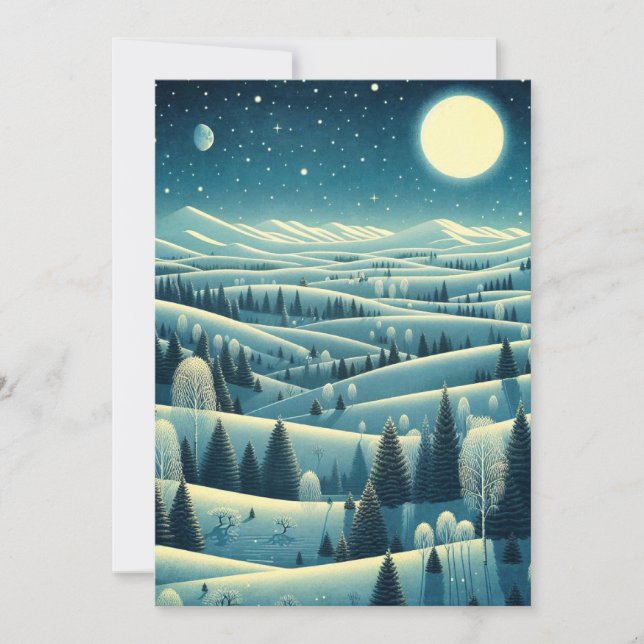 Tarjeta Festiva Colinas rocosas de invierno (Anverso)