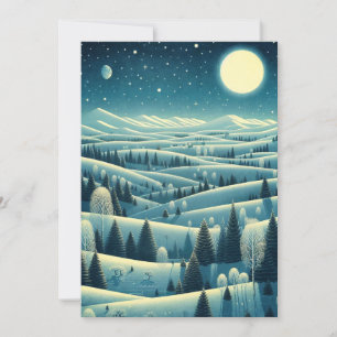 Tarjeta Festiva Colinas rocosas de invierno