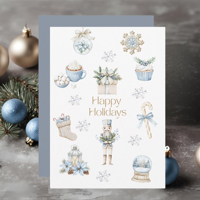 Tarjeta Festiva Collage azul acuático Happy Holidays Winter (Subido por el creador)