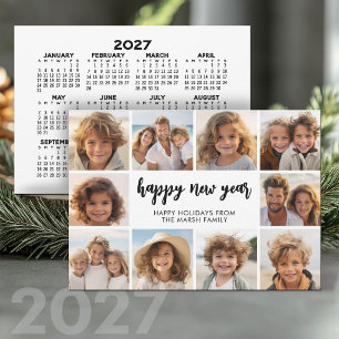 Tarjeta Festiva Collage de 10 fotos - Año Nuevo - Calendario 2027