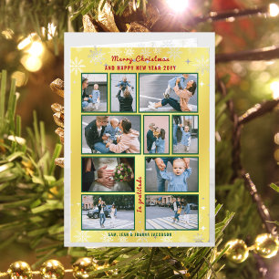 Tarjeta Festiva Collage De 10 Fotos Cute Elegante Oro Personalizad
