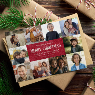 Tarjeta Festiva Collage de 10 fotos de Navidades rusos rojos de in