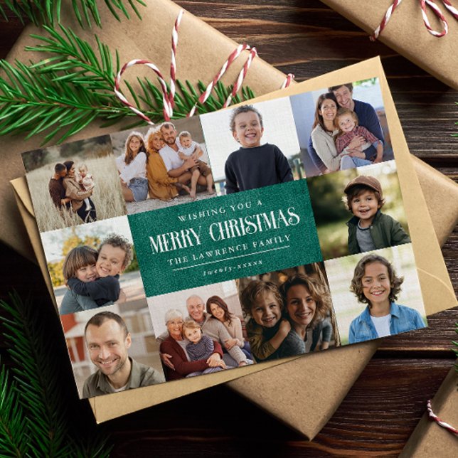 Tarjeta Festiva Collage de 10 fotos de Navidades verdes de esmeral (Subido por el creador)