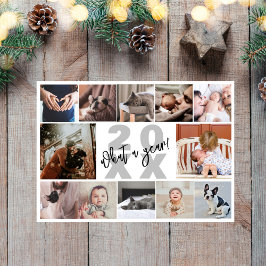 Tarjeta Festiva Collage de 12 Fotos Moderno Qué Año Pino