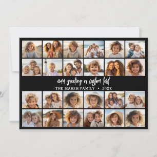 Tarjeta Festiva Collage de 24 fotos con apellido de familia Fecha