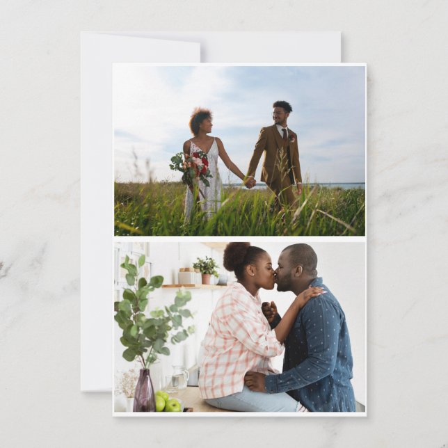 Tarjeta Festiva Collage de 2 fotos sencillo (Anverso)