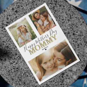 Tarjeta Festiva Collage de 3 Fotos Moderno   Feliz Día de las Madr