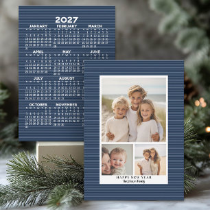 Tarjeta Festiva Collage de 3 fotos Navy Año Nuevo - Calendario 202