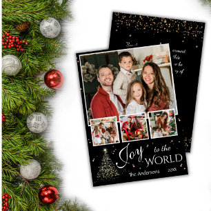 Tarjeta Festiva Collage de 4 fotos Alegría a los Navidades negros
