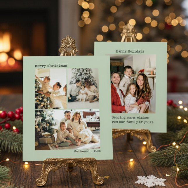 Tarjeta Festiva Collage de 4 Fotos Personalizadas de Familia Olivo (Subido por el creador)