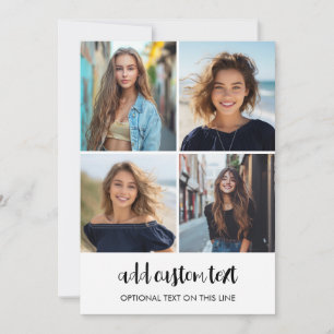 Tarjeta Festiva Collage de 4 fotos - Texto de guión de 2 líneas -