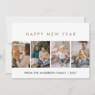 Tarjeta Festiva Collage de 5 fotos modernas de alegría de año nuev