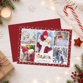 Tarjeta Festiva Collage de 5 fotos navideñas con espíritu festivo 
