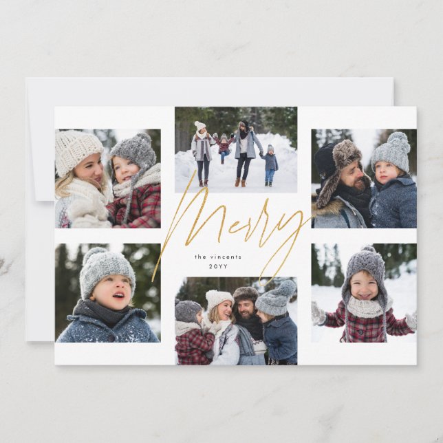 Tarjeta Festiva Collage de 6 fotógrafos de oro falso moderno (Anverso)