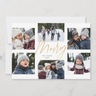 Tarjeta Festiva Collage de 6 fotógrafos de oro falso moderno