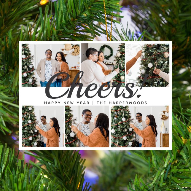 Tarjeta Festiva Collage de 6 fotos modernas Feliz Año Nuevo  (Subido por el creador)