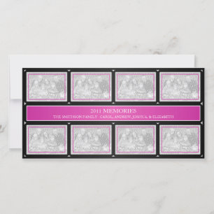 Tarjeta Festiva Collage de Año Nuevo Magenta Black en Recuerdos 20