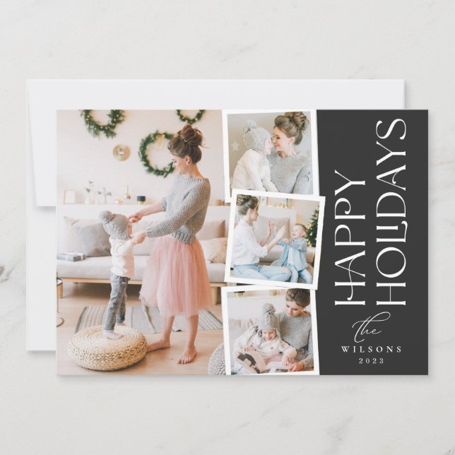 Tarjeta Festiva Collage de caligrafía única moderna 4 Fotografía (Anverso)