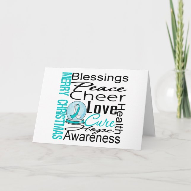 Tarjeta Festiva Collage de cáncer de cuello de útero de vacaciones (Anverso)