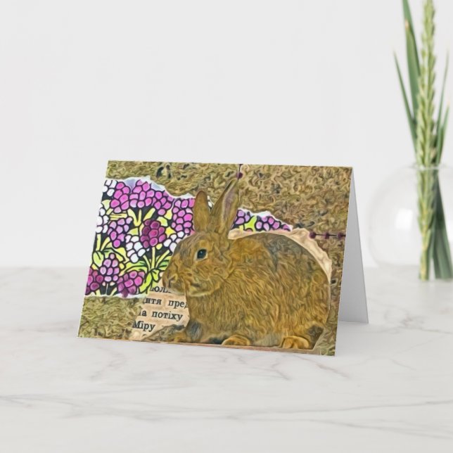 Tarjeta Festiva Collage de conejo, Pascua (Anverso)