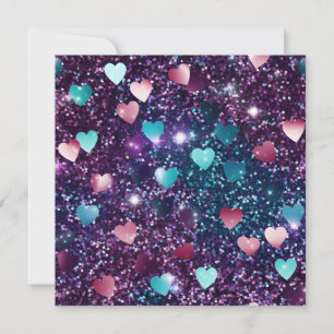 Tarjeta Festiva Collage de corazón con purpurina del día de San Va