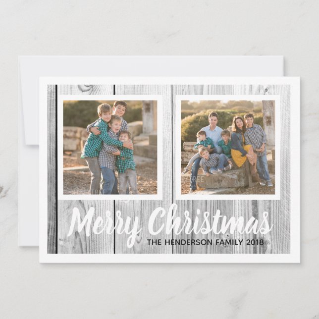 Tarjeta Festiva Collage de dos Navidades de fotografía de la famil (Anverso)