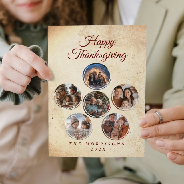 Tarjeta Festiva Collage de formas redondas 6 foto feliz día de gra (Subido por el creador)