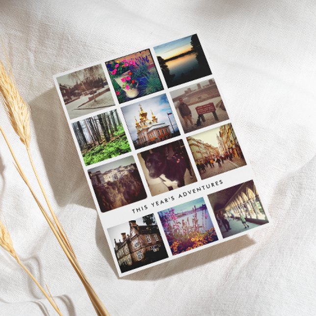 Tarjeta Festiva Collage de fotografías cuadradas en blanco y negro (Subido por el creador)