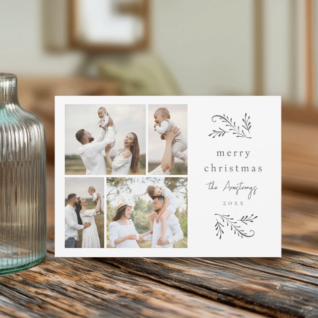 Tarjeta Festiva Collage de fotos Botánico Verde 4 (Subido por el creador)