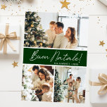 Tarjeta Festiva Collage de fotos Buon Natale<br><div class="desc">Esta fabulosa tarjeta de vacaciones de 3 fotos con "Buon Natale!" en un alfabeto moderno y su nombre familiar y año con un tipográfico tipográfico tipográfico tradicional, ambos en blanco sobre verde oscuro con una espalda que coincide, es perfecta para enviarlos a su familia y amigos. ¡A todos les encantará...</div>