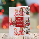 Tarjeta Festiva Collage de fotos clásico de la familia de Navidade<br><div class="desc">Esta bonita y moderna tarjeta plegada de Feliz Navidad cuenta con un elegante diseño de 5 fotos de una pareja en un hermoso fondo rojo con tipografía blanca. Esta hermosa tarjeta familiar de vacaciones con fotos muestra su propio collage de fotografías que rodea su mensaje y nombre de familia.</div>