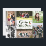 Tarjeta Festiva Collage de fotos Classic Script Merry Christmas 7<br><div class="desc">El diseño cuenta con 7 fotos favoritas (6 delante y 1 detrás). Personalízalo con un saludo y sus nombres en la parte posterior de la tarjeta. Fotografía © Storytree Studios,  Stanford,  CA</div>