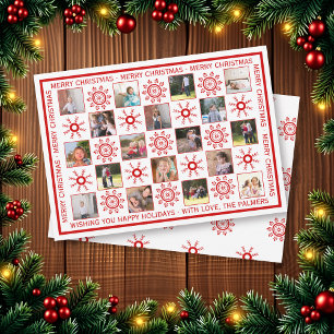 Tarjeta Festiva Collage de fotos con Navidades de copos de nieve r