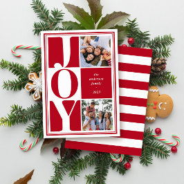 Tarjeta Festiva Collage de fotos de Alegría Roja Navidades moderno