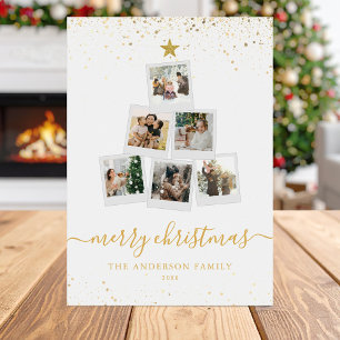 Tarjeta Festiva Collage de fotos de árbol navideño moderno