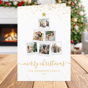 Tarjeta Festiva Collage de fotos de árbol navideño moderno