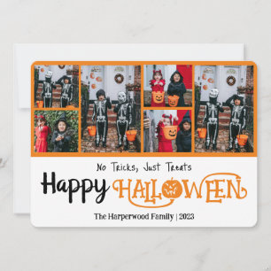 Tarjeta Festiva Collage de fotos de calabaza jack-o-lantern de Hal
