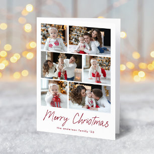 Tarjeta Festiva Collage de fotos de escritura de arándano navideño