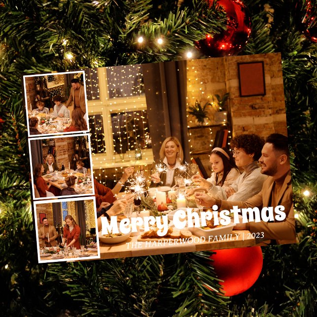 Tarjeta Festiva Collage de fotos de familia de guiones modernos pa (Subido por el creador)