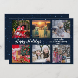 Tarjeta Festiva Collage de fotos de familia Navidades de Happy Hol