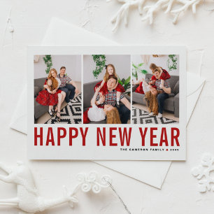Tarjeta Festiva Collage de fotos de Feliz Año Nuevo con tipografía