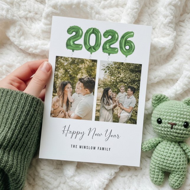 Tarjeta Festiva Collage de Fotos de Feliz Año Nuevo Moderno 2026 | (Subido por el creador)