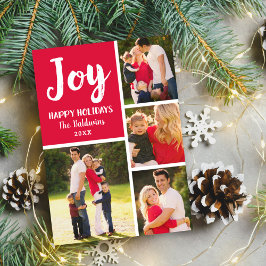 Tarjeta Festiva Collage de fotos de guión de brocha roja de alegrí